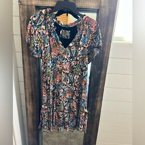 Anthropologie Boho Floral Dress Flowy Midi Cottagecore Festival Size S